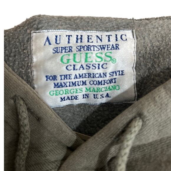 Vintage Guess Jeans USA Green 100% Cotton Size Large By Georges Marciano Hoodie - Picture 7 of 10